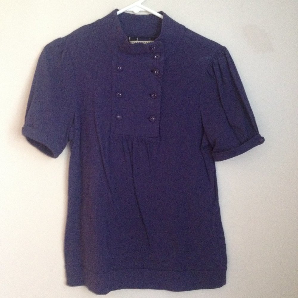 Anthropologie top mock neck with buttons - M